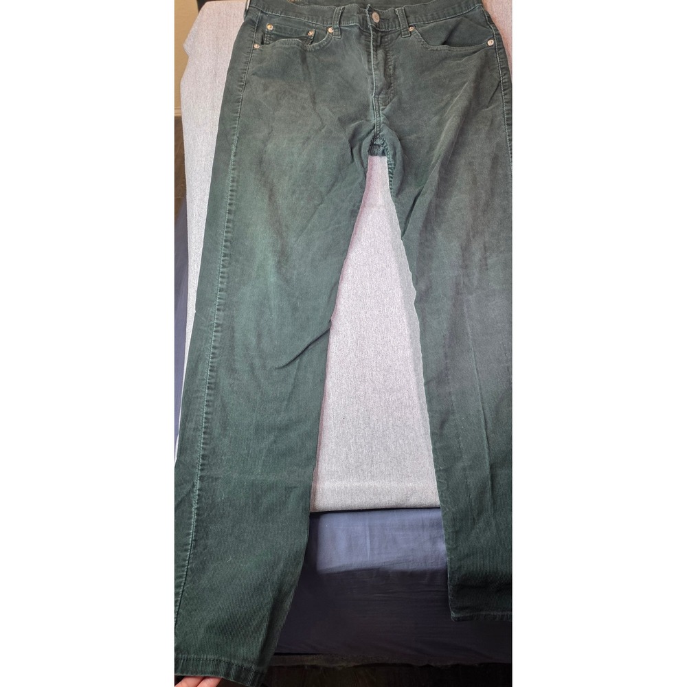 Levis 502 Regular Taper Corduroy Pants Mens 32x34 Green Trousers Forest Green